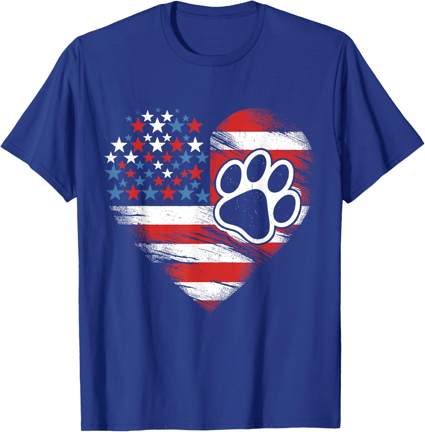 American Flag Dog and Cat Paw Patriotic 4th of July T-Shirt - T-Shirt | Royal