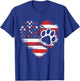 American Flag Dog and Cat Paw Patriotic 4th of July T-Shirt - T-Shirt | Royal
