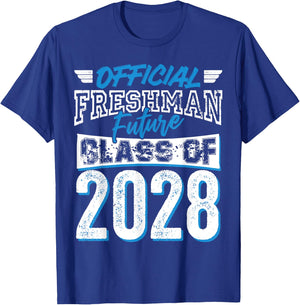 Official Freshman Future Class 2028 9th Grade First Day Crew T-Shirt - T-Shirt | Royal