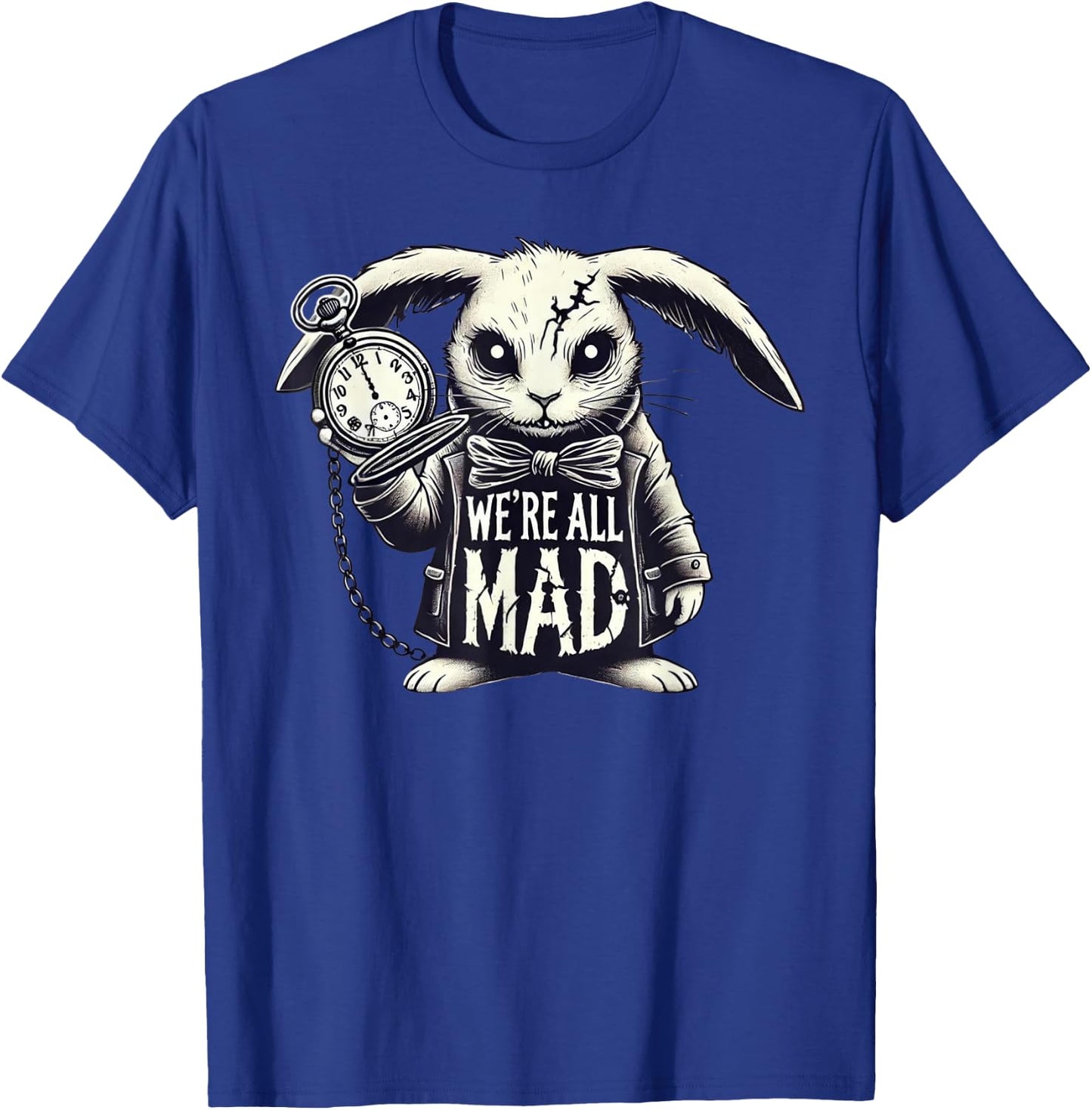 Alice in Wonderland - We're All Mad White Rabbit Mad Hatter T-Shirt - T-Shirt | Royal