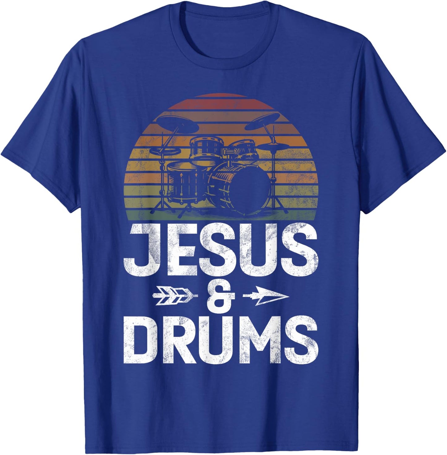 Christian Drummer Jesus Drums Drumsticks Faith Worship T-Shirt - T-Shirt | Royal