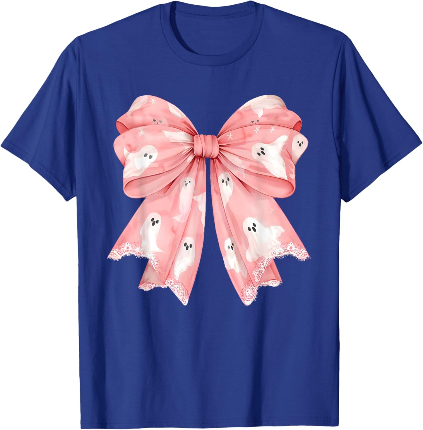 Coquette Bow Trick Or Treat Spooky Season Ghost Halloween T-Shirt - T-Shirt | Royal