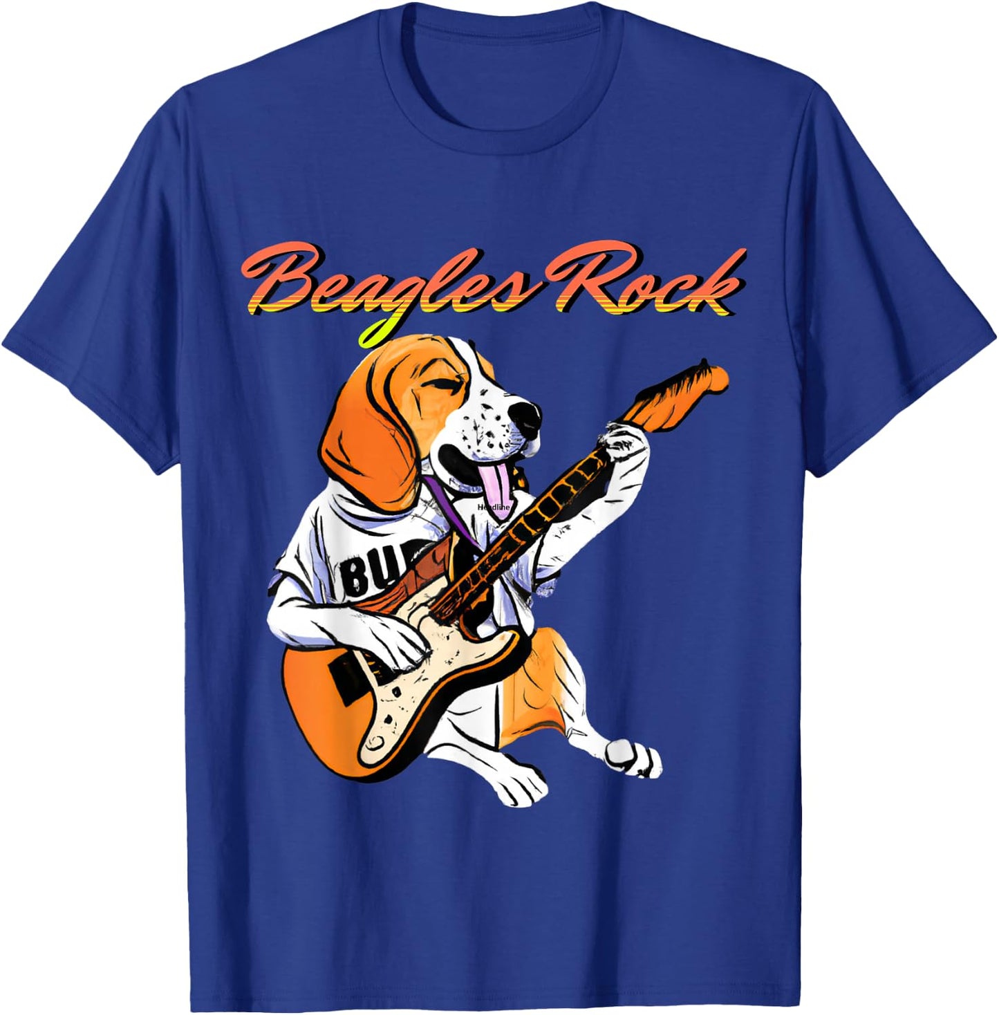 Cute Beagle Playing Guitar Rocks - Musical Pup for Dog Lover Women T-Shirt - T-Shirt | Royal