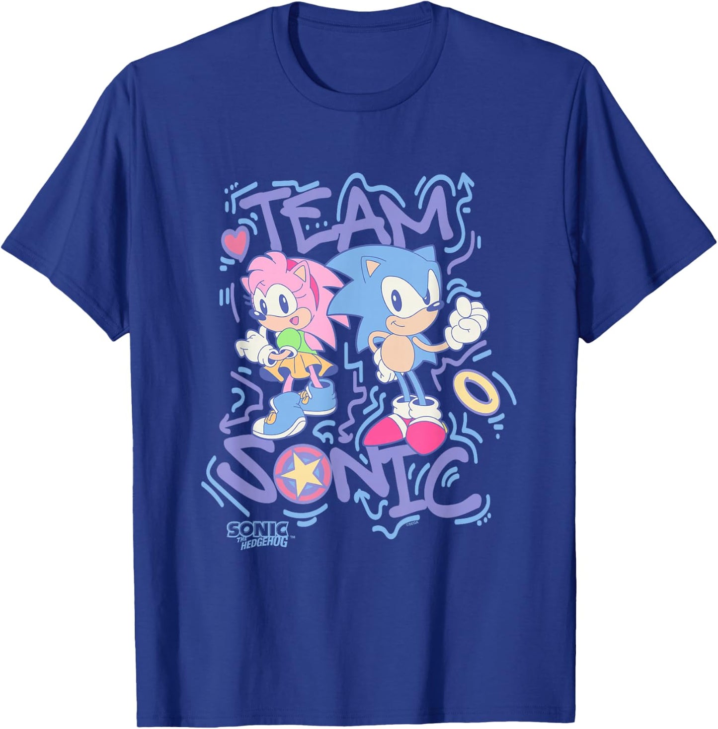 Sonic The Hedgehog Team Sonic Amy Rose Vintage T-Shirt - T-Shirt | Royal