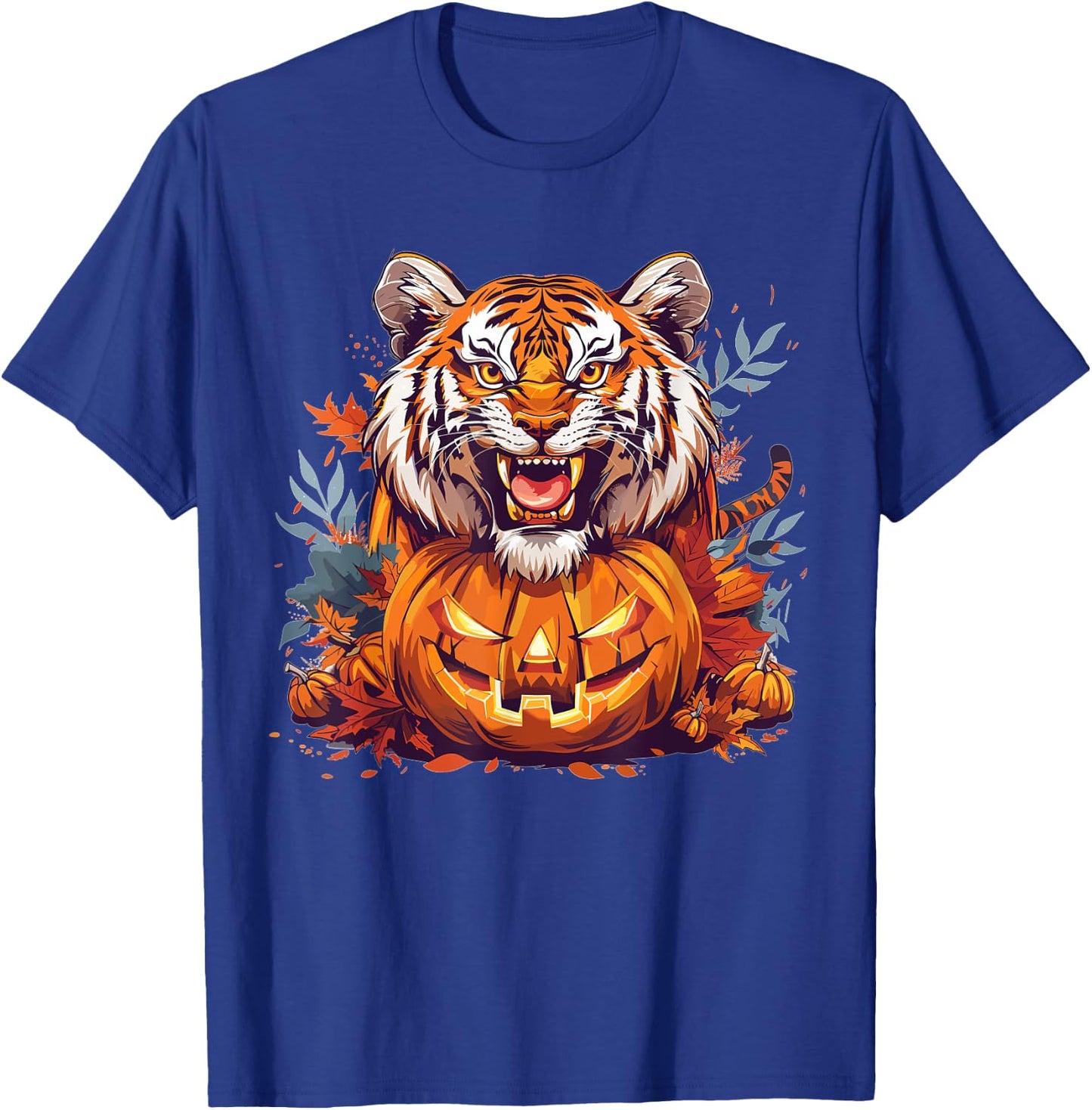 Cute Tiger With Pumpkin I Halloween T-Shirt - T-Shirt | Royal