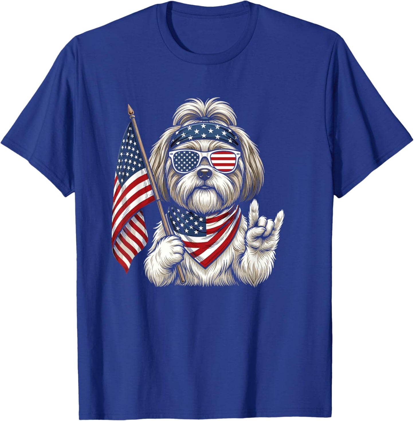 American Flag Shih Tzu 4th of July T-Shirt - T-Shirt | Royal