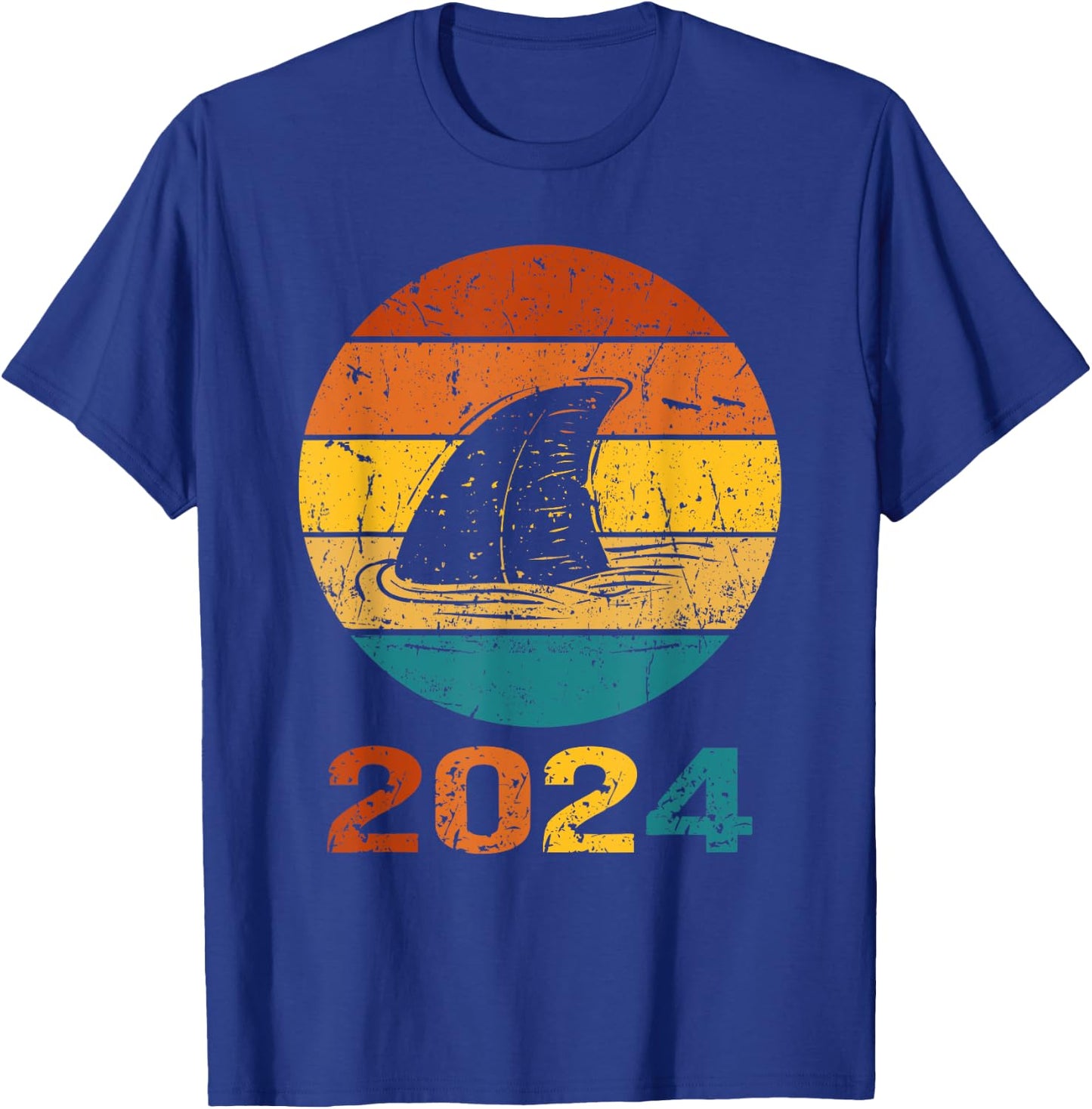 2024 Shark Fin Lover Week Animal Sea Ocean Matching Summer T-Shirt - T-Shirt | Royal