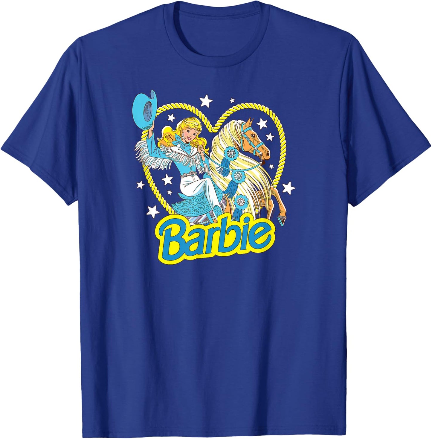 Barbie - Retro Western Cowgirl With Horse And Heart T-Shirt - T-Shirt | Royal