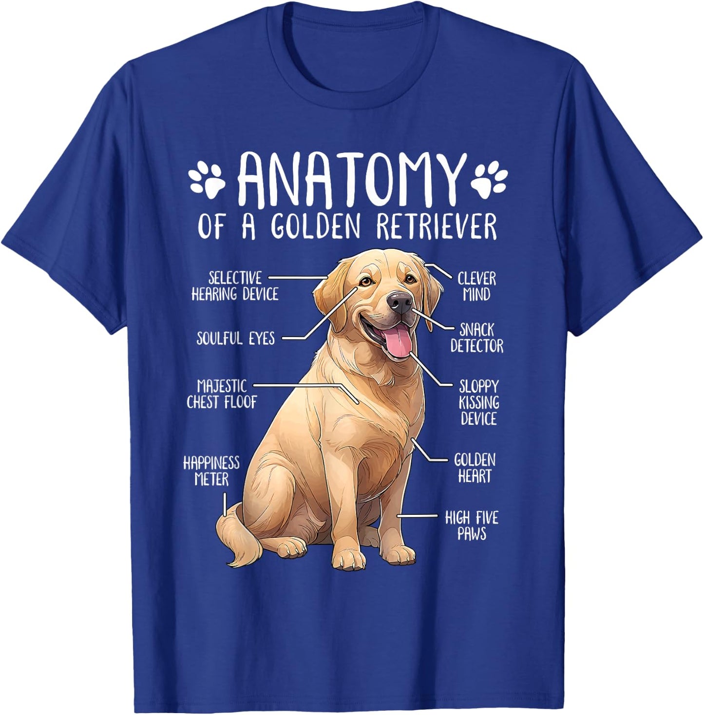 Funny Golden Retriever Anatomy Dog Lover Owner Women Girls Kids T-Shirt - T-Shirt | Royal