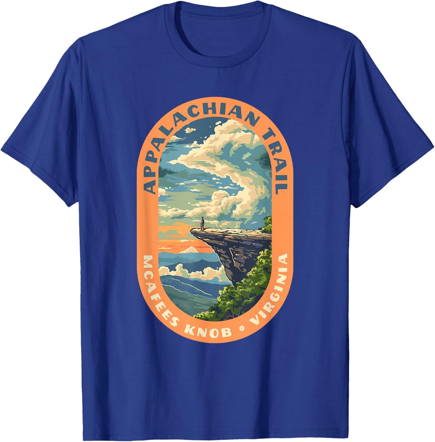 McAfee Knob Virginia Appalachian Trail Roanoke Hiking T-Shirt - T-Shirt | Royal