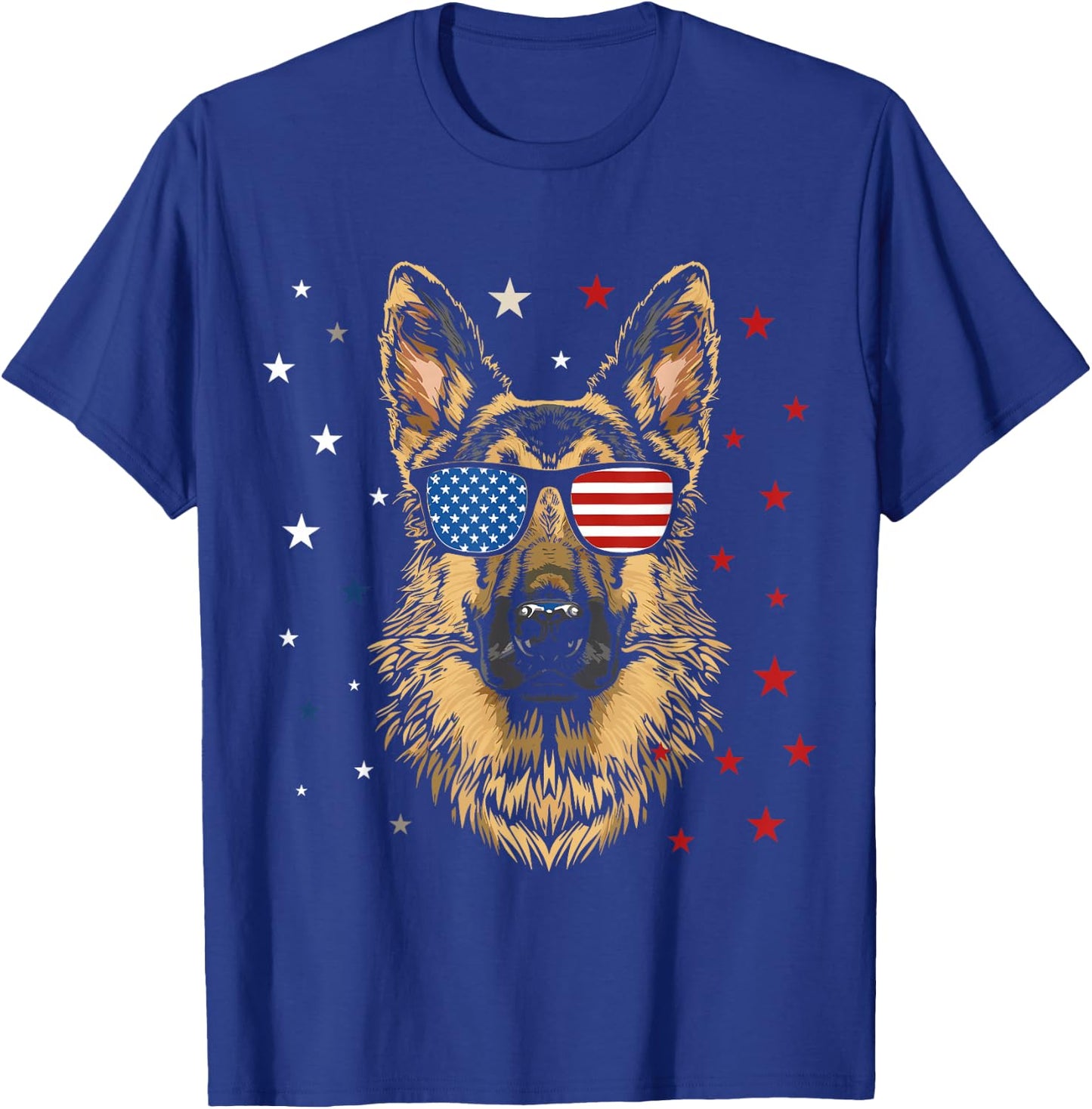 Patriotic American German Shepherd USA Flag Dog 4th Of July T-Shirt - T-Shirt | Royal