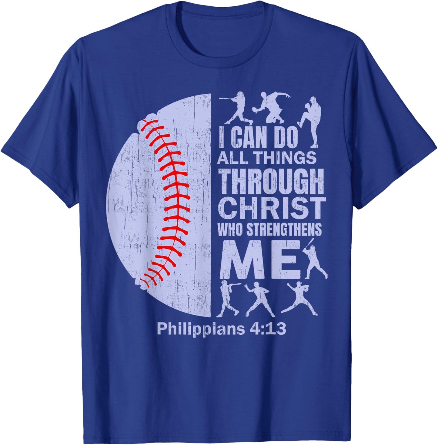 Christian Baseball T Shirt Christ Bible Verse Men Boys Kids T-Shirt - T-Shirt | Royal