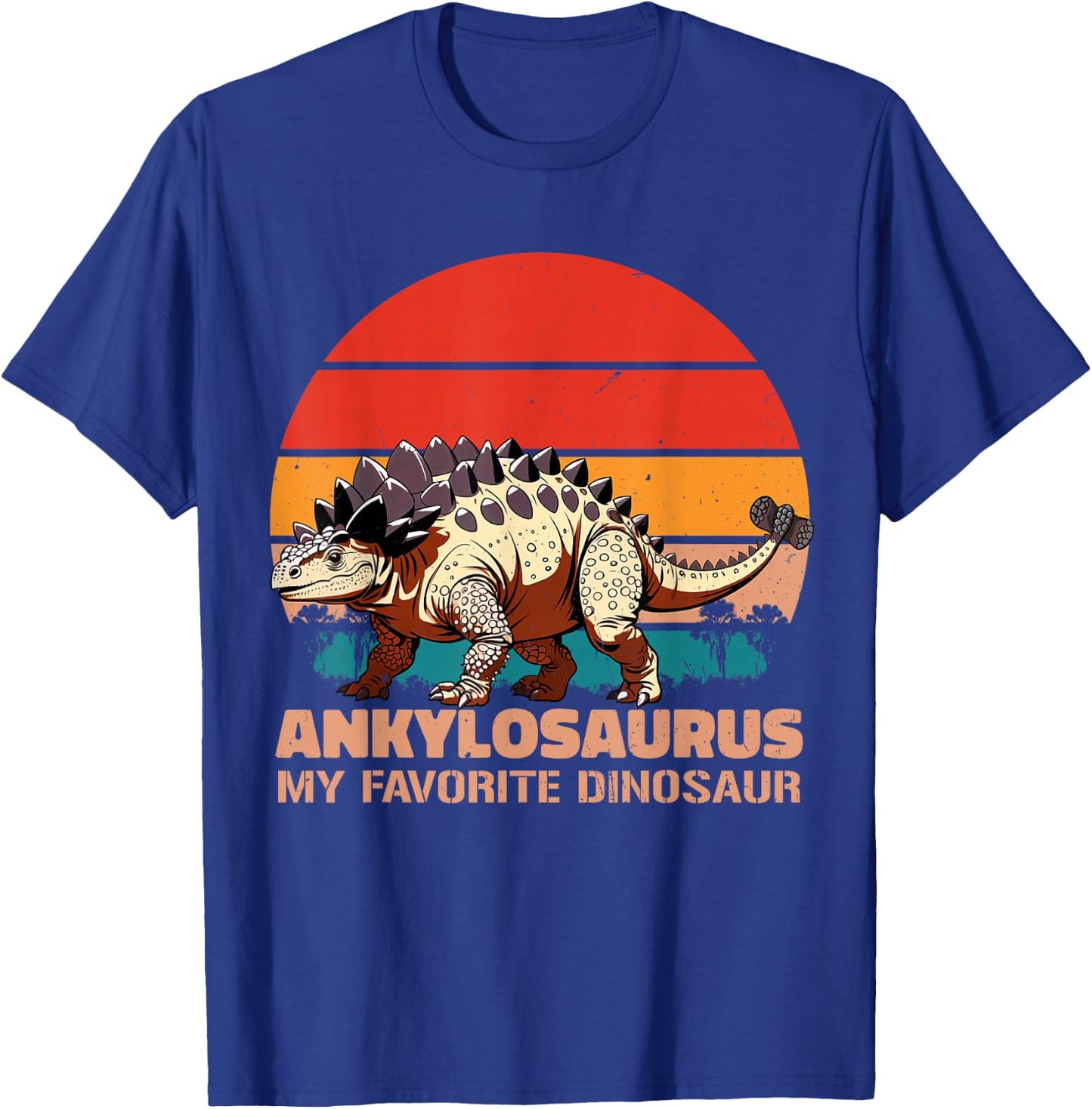 Ankylosaurus My Favorite Dinosaur Retro Sunset T-Shirt - T-Shirt | Royal