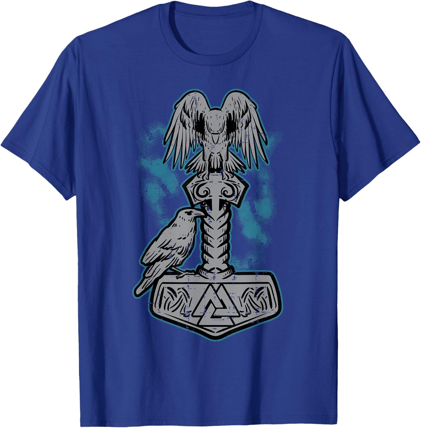 Viking Mjolnir Ravens Huggin Norse Mythology Men Women Kids T-Shirt - T-Shirt | Royal