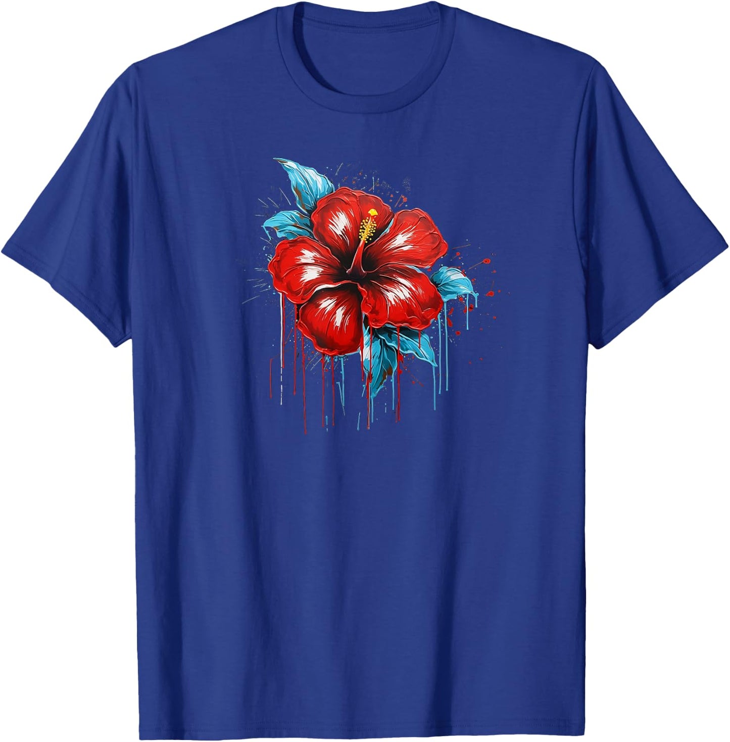 Red Hibiscus Funny Graffiti Trendy Cute Flower Fashion T-Shirt - T-Shirt | Royal