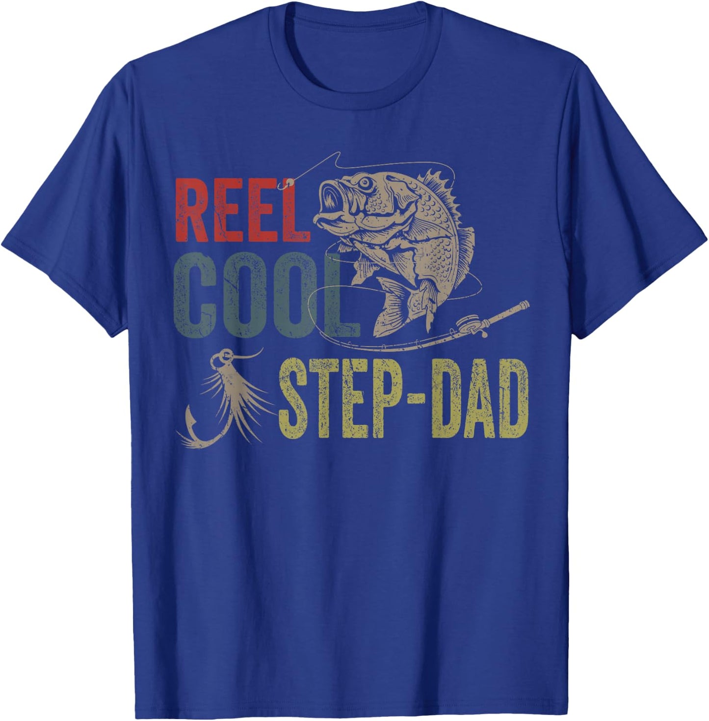 Reel Cool Step-Dad Fishing Father's Day Gift T-Shirt - T-Shirt | Royal