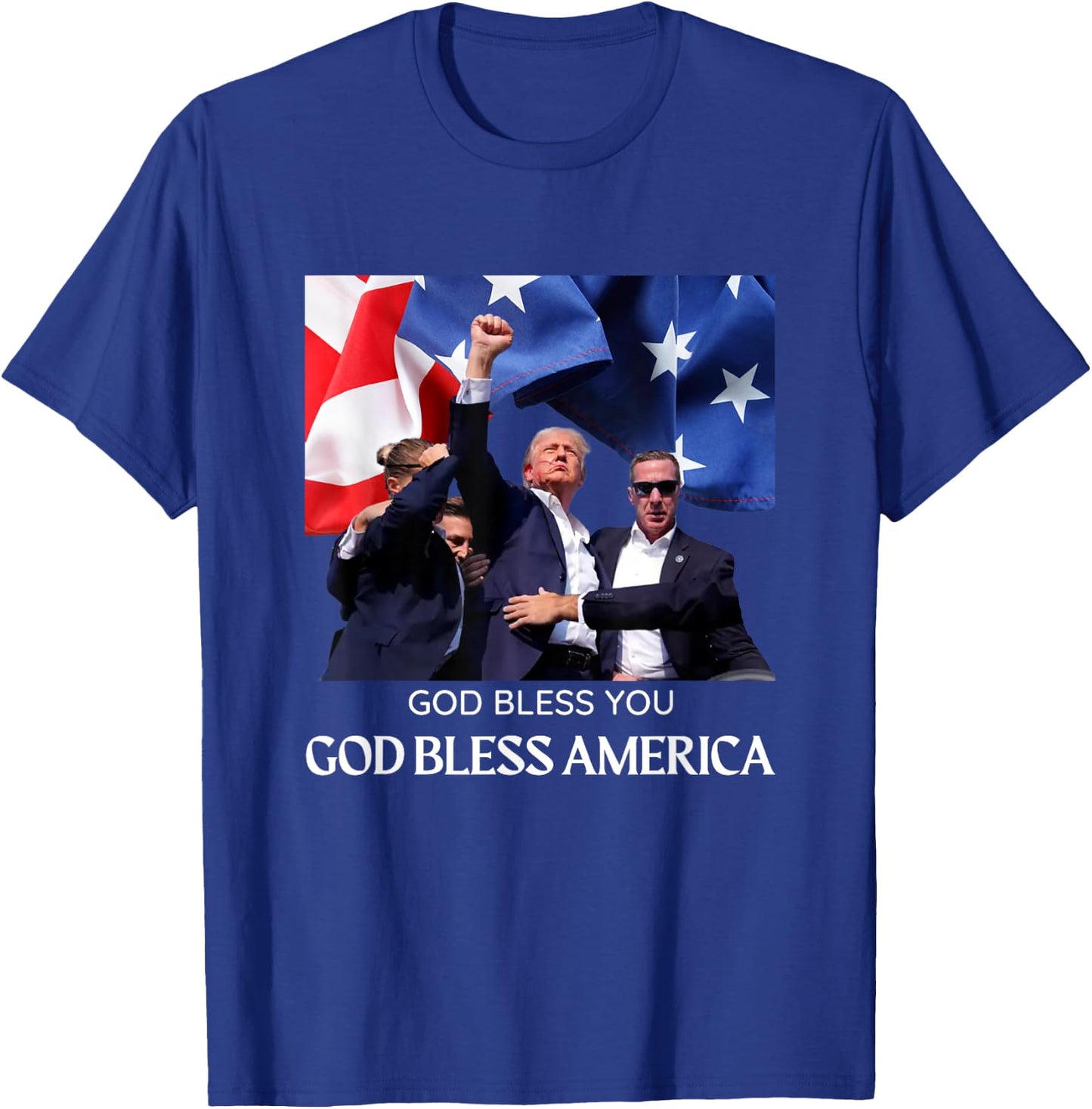 Donald Trump 2024 God Bless You - God Bless America T-Shirt - T-Shirt | Royal