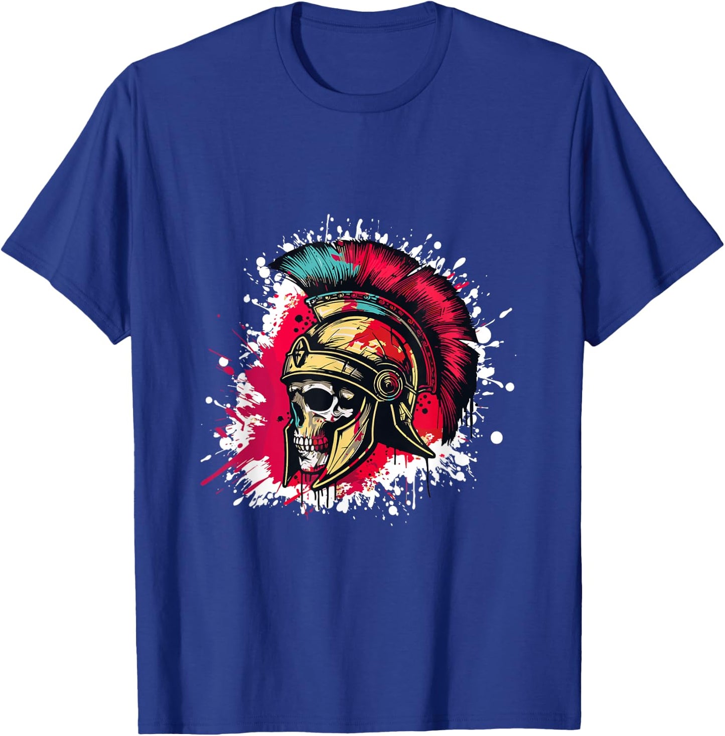 Spartan Skull Head With Helmet | Sparta Gladiator Warrior T-Shirt - T-Shirt | Royal