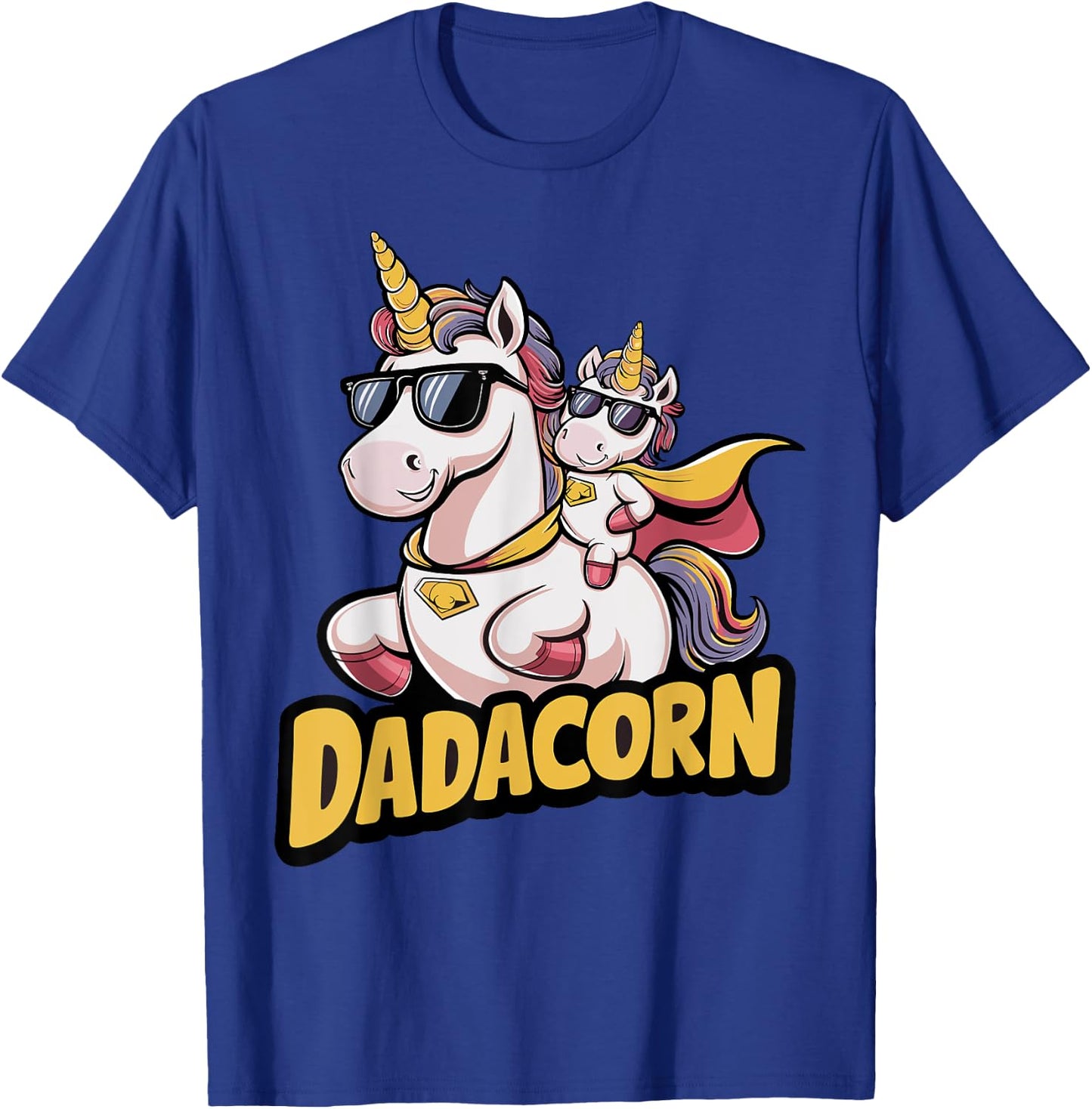 Dadacorn Unicorn Dad and Kid - Best Father's Day Funny T-Shirt - T-Shirt | Royal