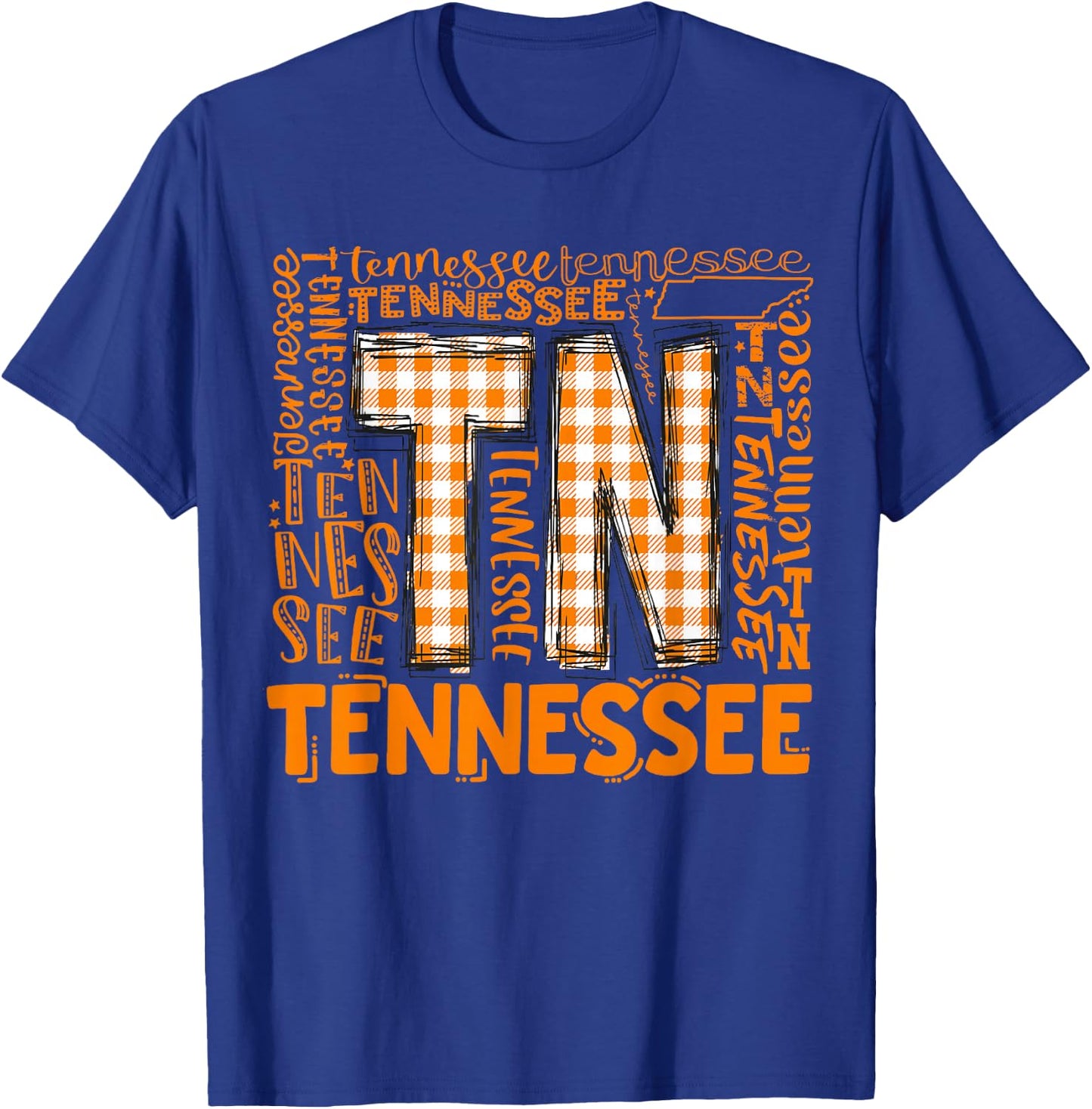 Tennessee State Flag Orange Plaid TN T-Shirt - T-Shirt | Royal