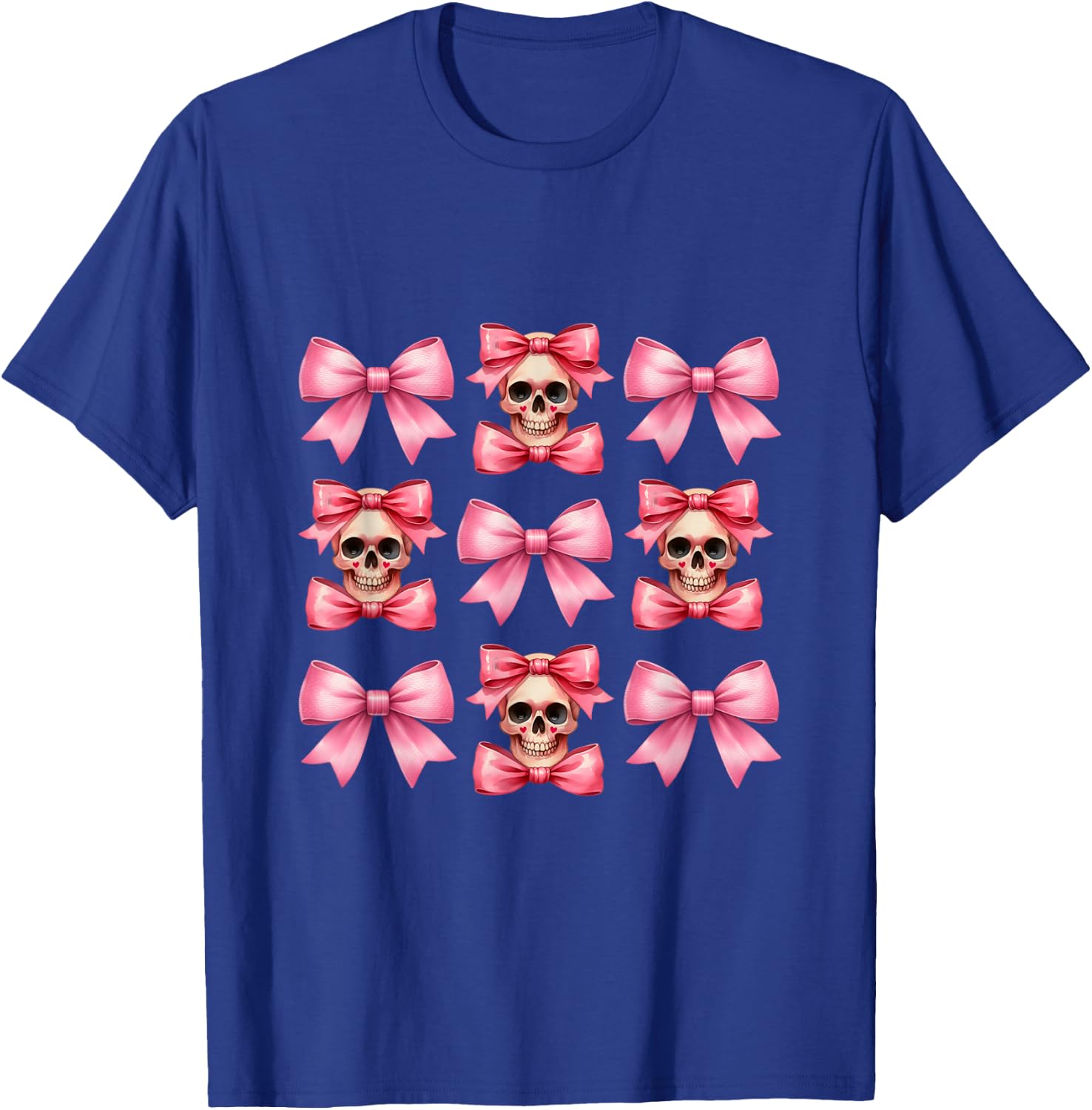 Halloween Coquette Pink Bow Pink Mini Skull Squad T-Shirt - T-Shirt | Royal