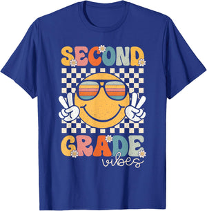Second Grade Vibes Smile First Day of School 2nd Grade Team T-Shirt - T-Shirt | Royal