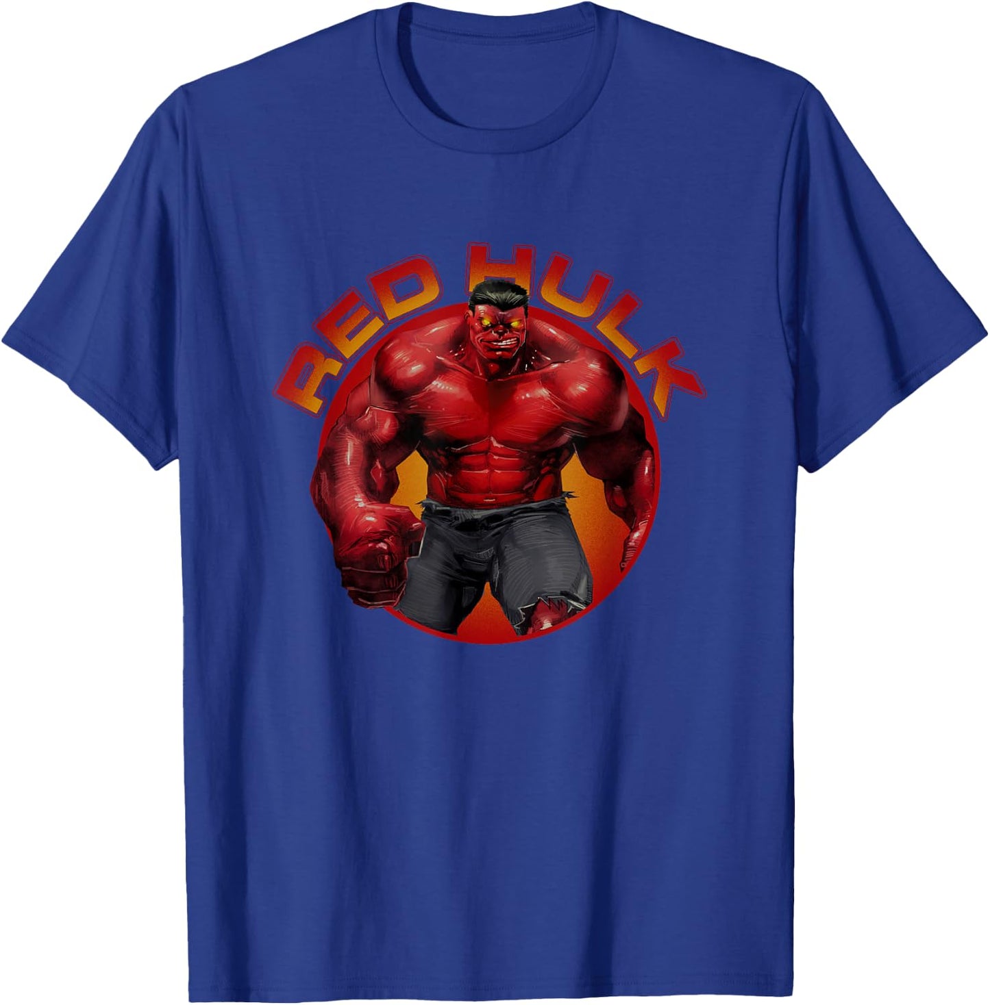 Marvel Universe Classic Red Hulk Circle Logo Vintage T-Shirt - T-Shirt | Royal