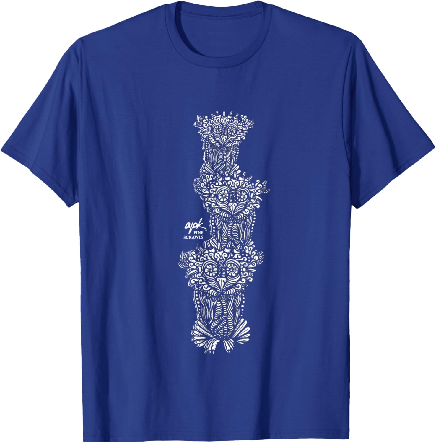 Owl Art Three Birds Drawing T-Shirt - T-Shirt | Royal