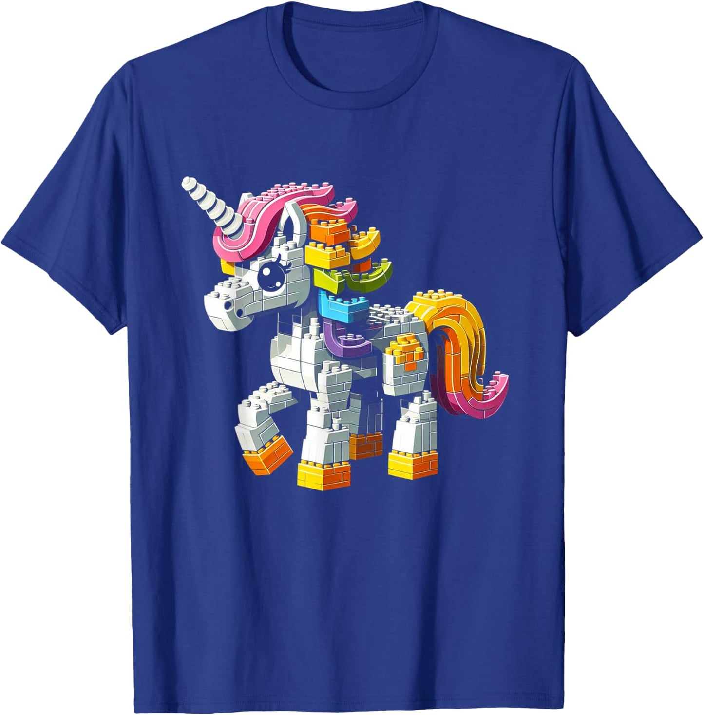 Block Building Unicorn Lover Master Builder Bricks T-Shirt - T-Shirt | Royal