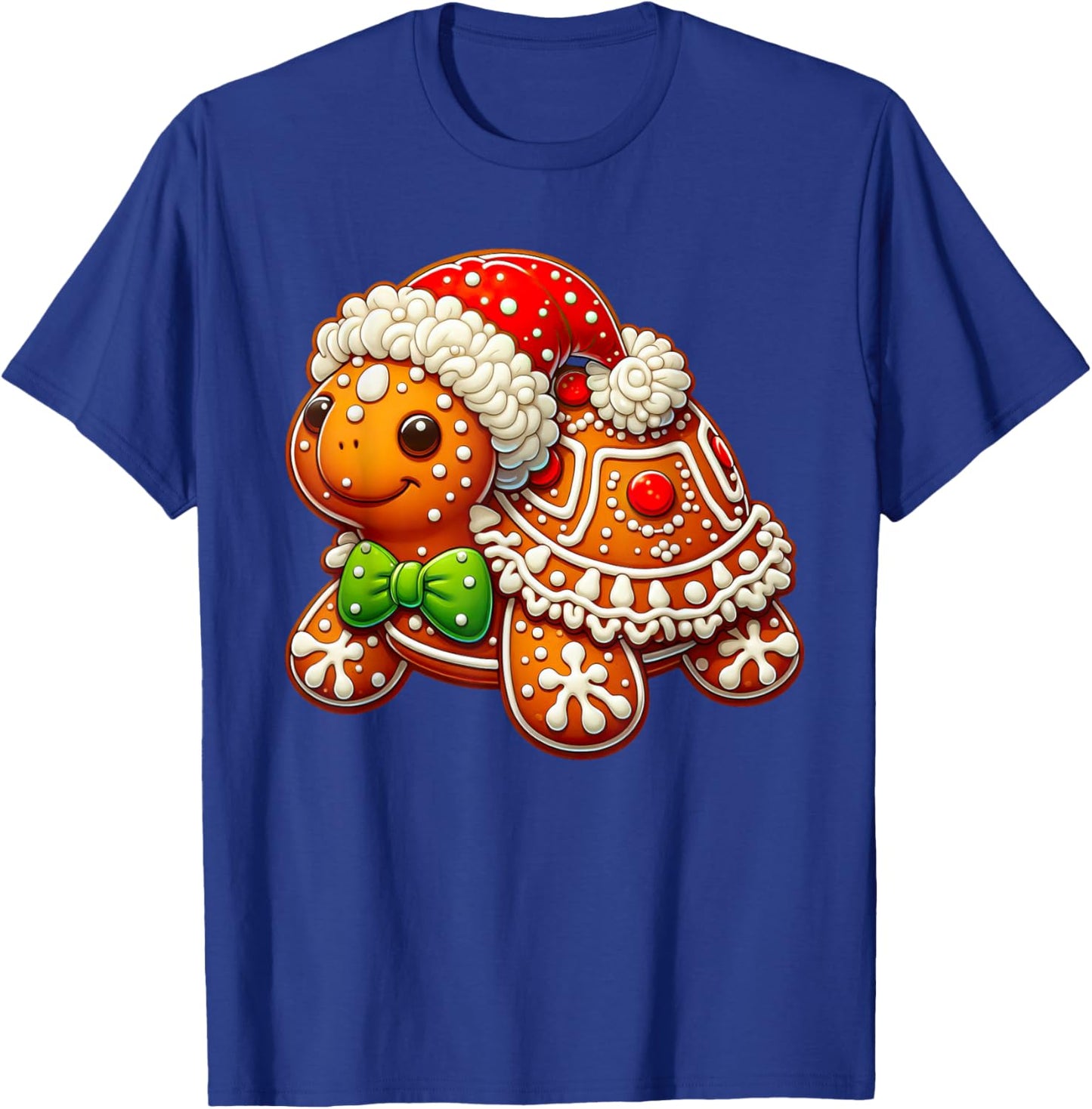 Cute Turtle Lovers Christmas Outfits Boy Girl Funny Gingerbread Man Turtle Christmas Kids T-Shirt - T-Shirt | Royal