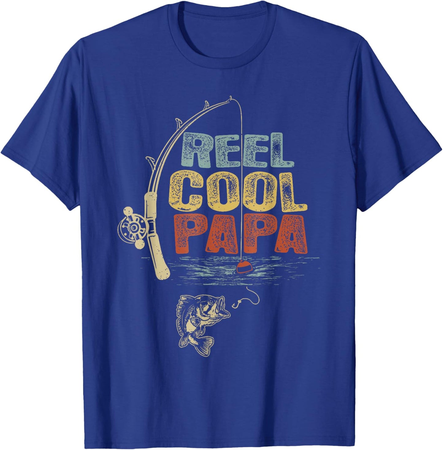 Funny Fisherman Vintage Reel Cool Papa Father Day T-Shirt - T-Shirt | Royal