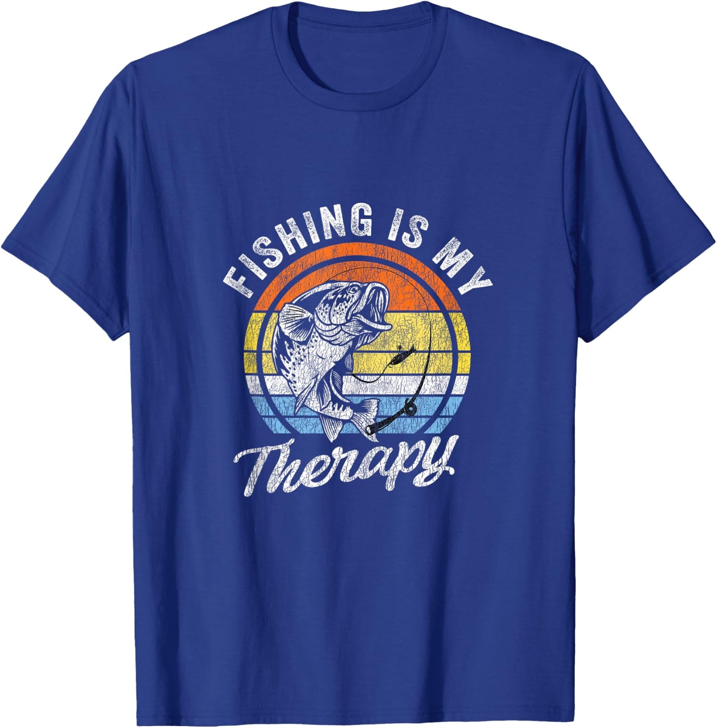 Fishing is My Therapy Men's Funny Bass Fishing T-Shirt - T-Shirt | Royal