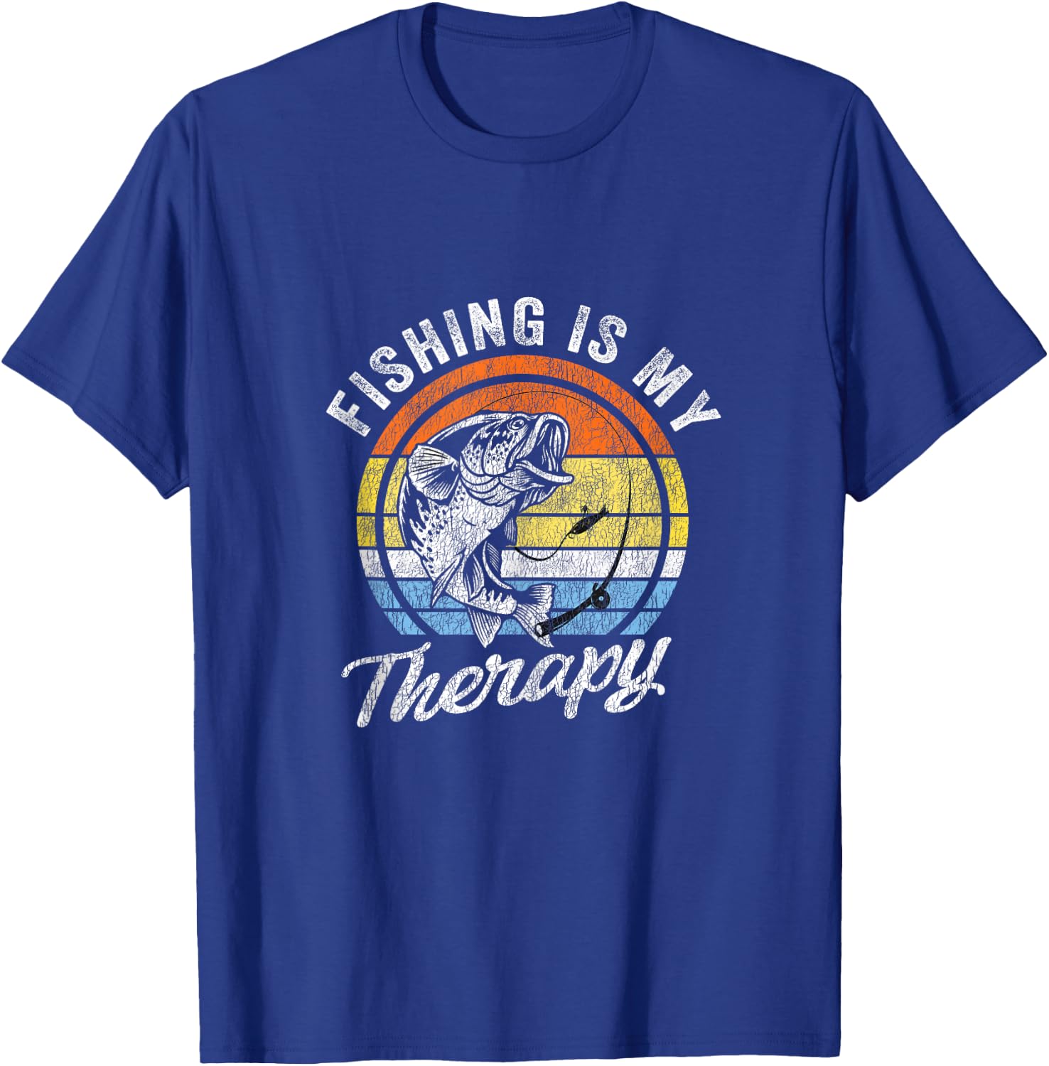 Fishing is My Therapy Men's Funny Bass Fishing T-Shirt - T-Shirt | Royal