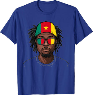 Cameroonian Flag Souvenirs Man Uniform Cap Boy Cameroon T-Shirt - T-Shirt | Royal