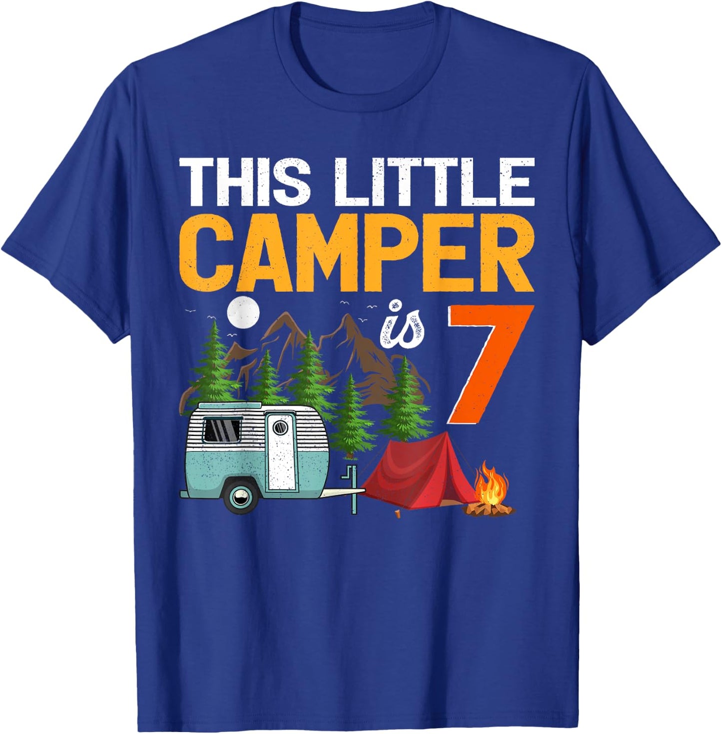 This Little Camper Is 7 Years Old Camping 7th Birthday T-Shirt - T-Shirt | Royal