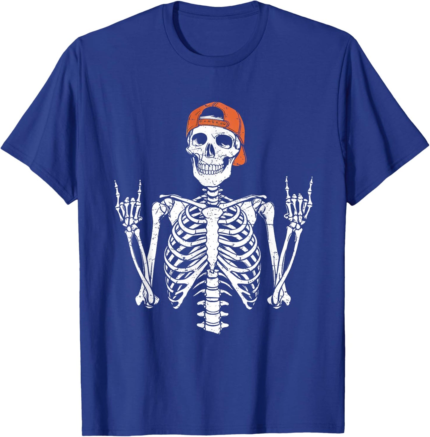 Rocker Skeleton Cap Skater Halloween Rock Boys Kids T-Shirt - T-Shirt | Royal