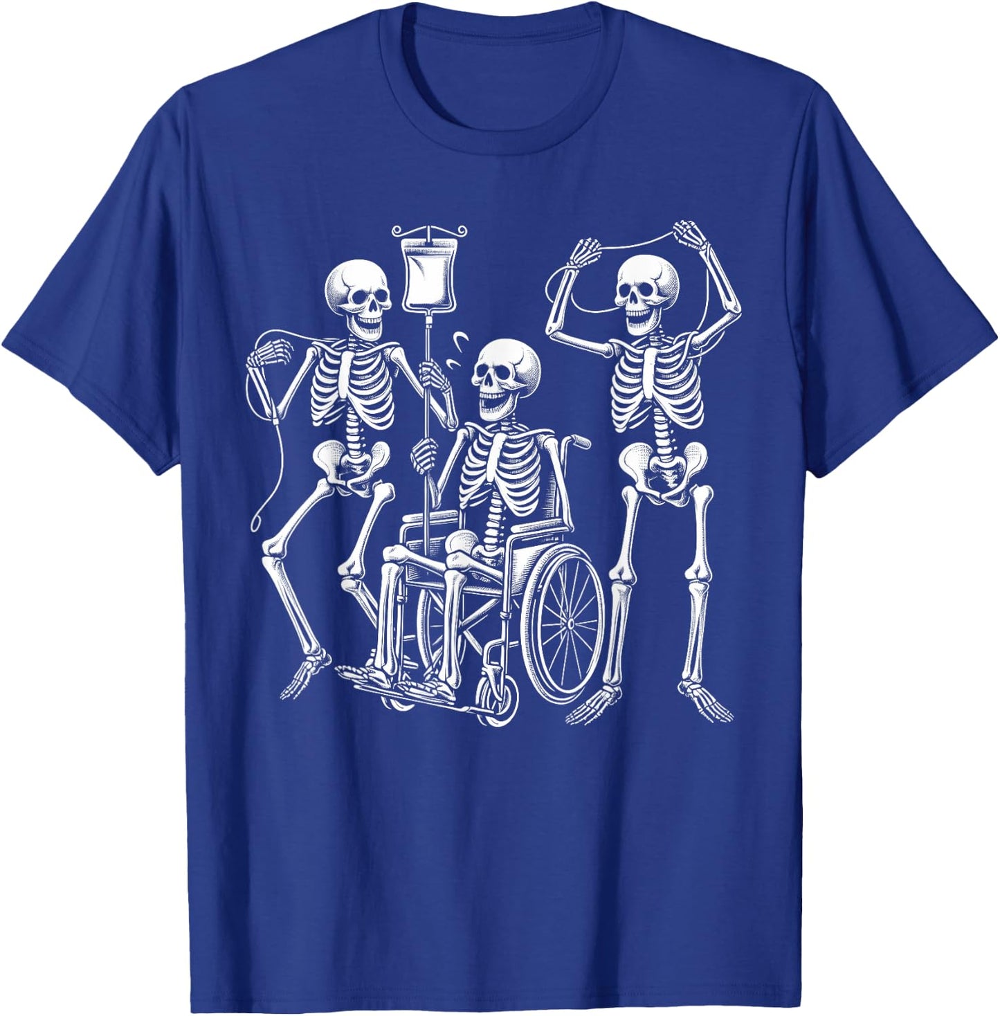 Nurse Skeletons Funny Halloween Hospital Healthcare Crew T-Shirt - T-Shirt | Royal