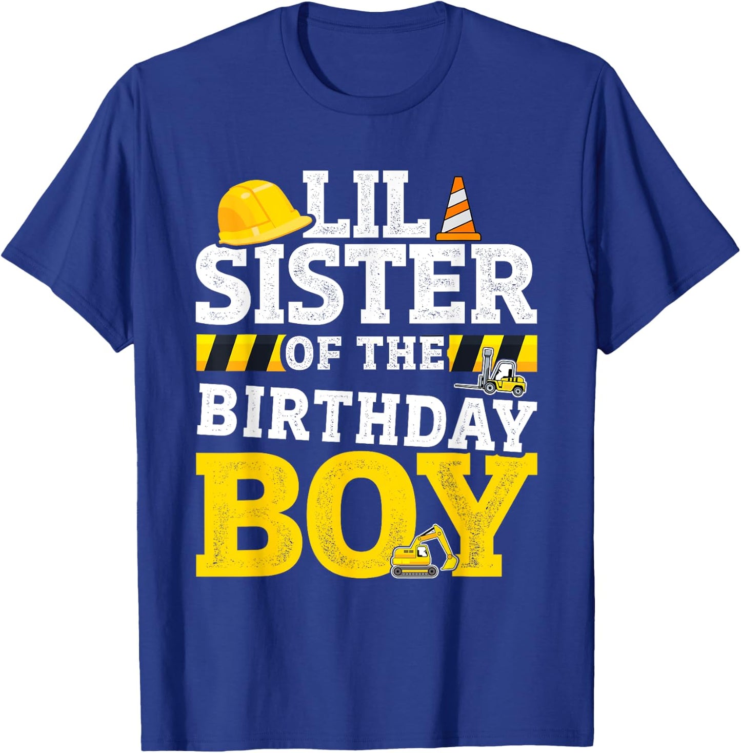 Lil sister birthday boy matching family construction party T-Shirt - T-Shirt | Royal