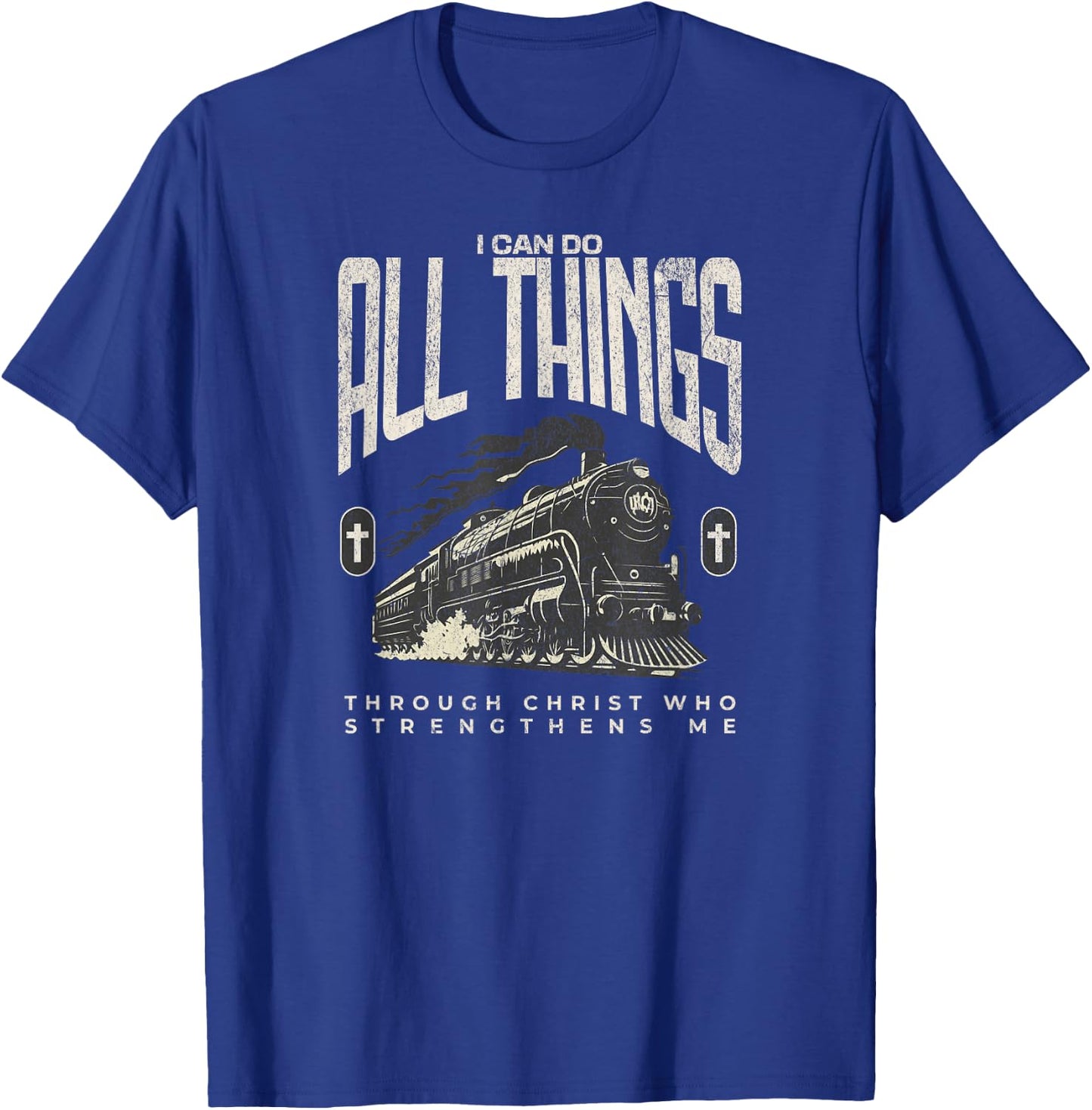Steam Train Engine Locomotive Christian Jesus Faith Based T-Shirt - T-Shirt | Royal