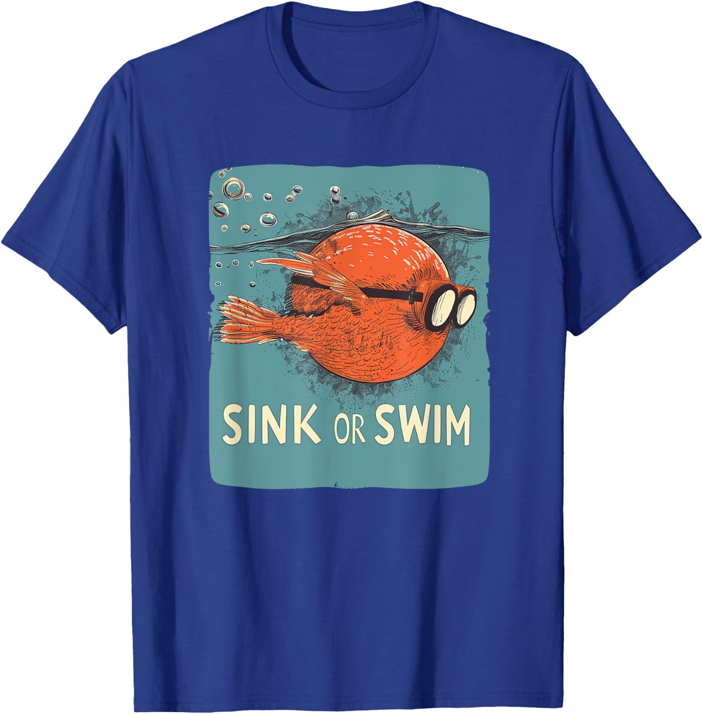 Sink or swim fish with glasses Costume for funny Idiom Fans T-Shirt - T-Shirt | Royal