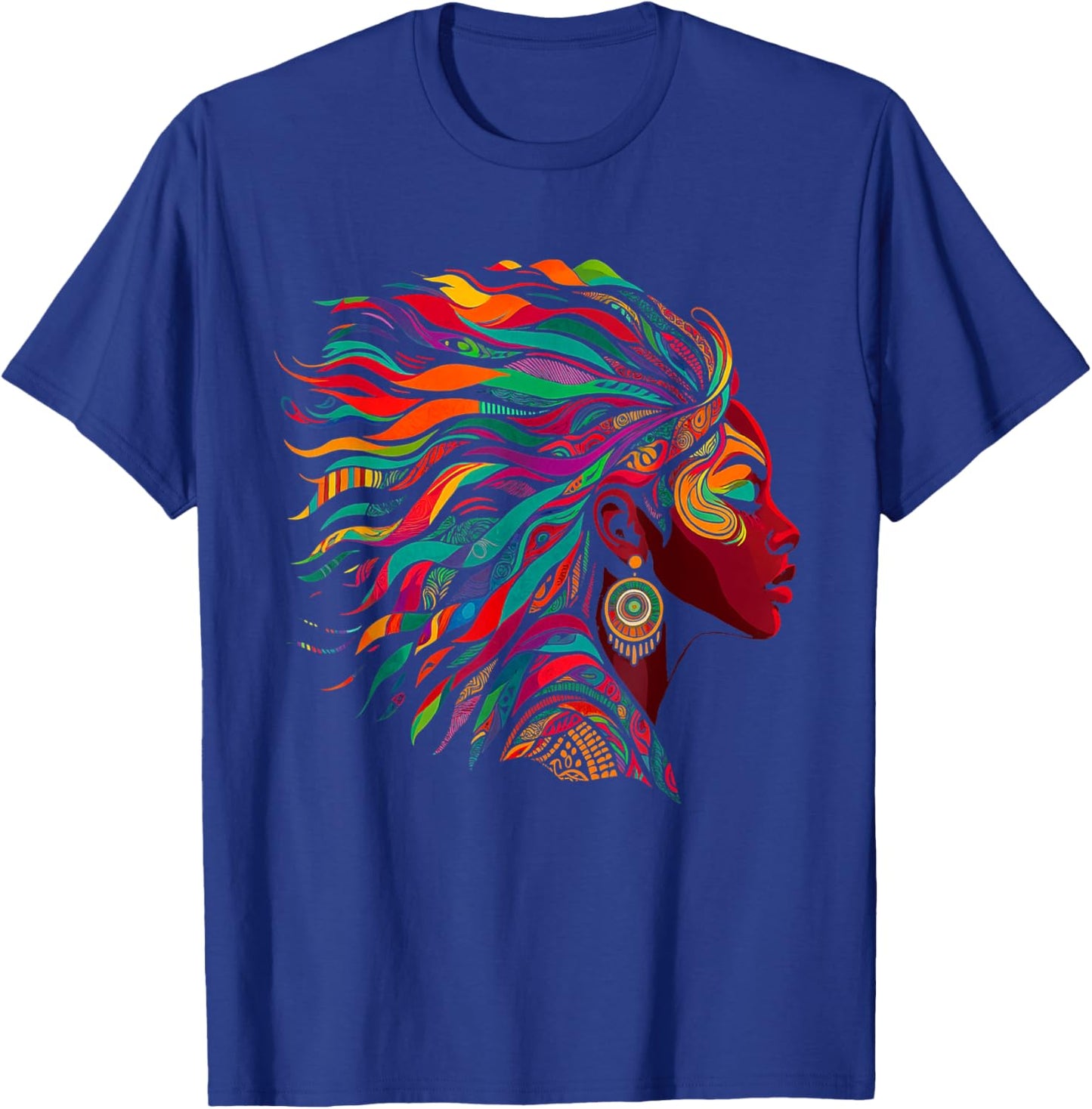 Rainbow Dashiki African Tribal Women Hair African American T-Shirt - T-Shirt | Royal