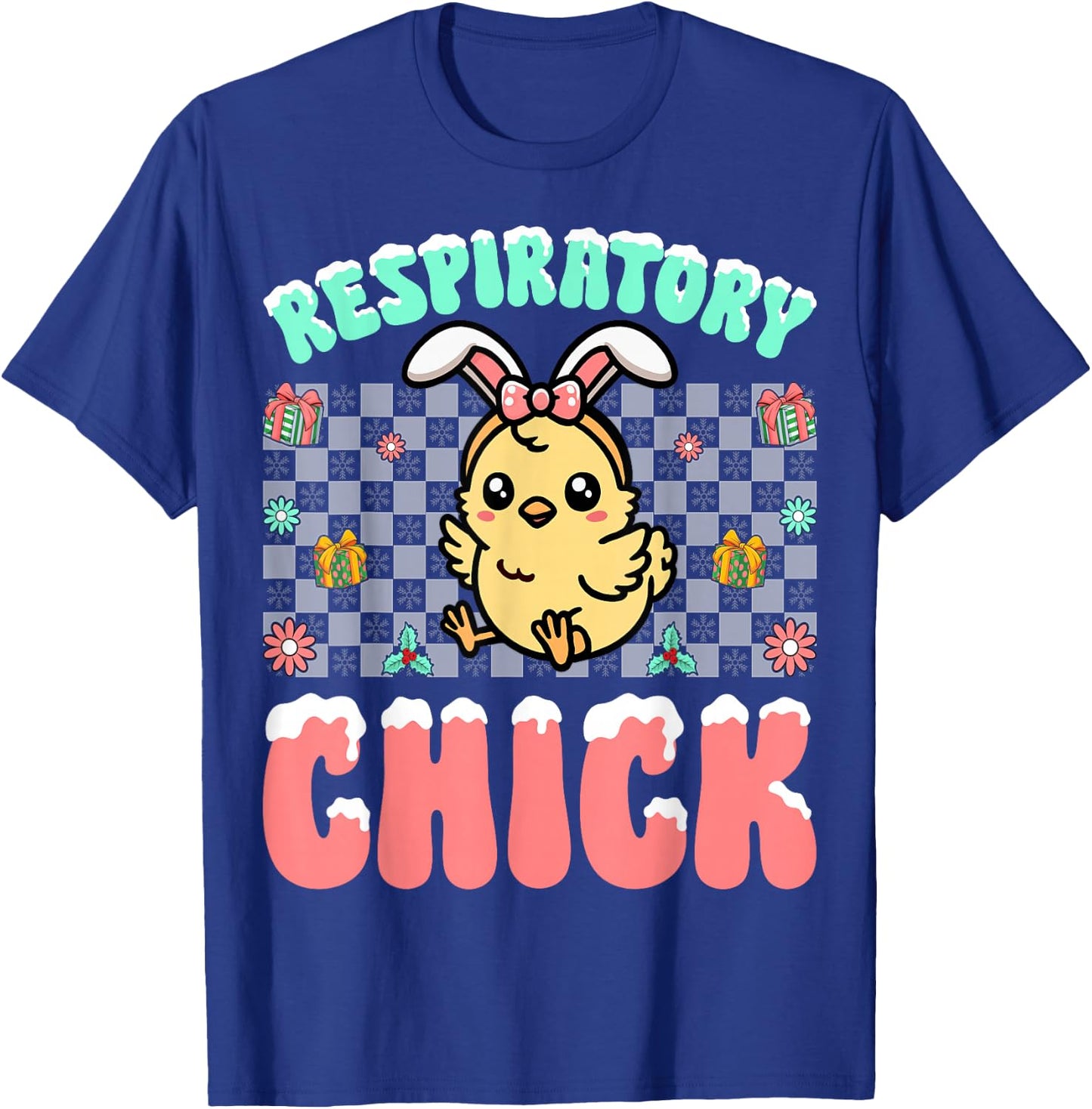Respiratory Chick Easter Respiratory Therapist Christmas T-Shirt - T-Shirt | Royal