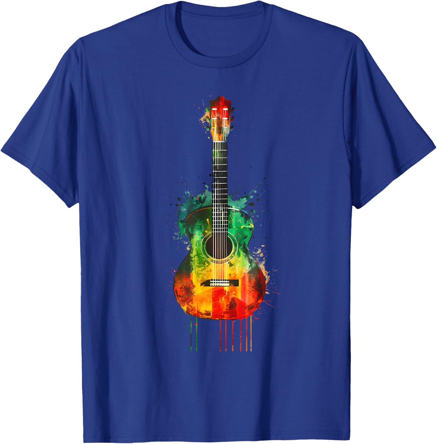 Rasta Guitar Jamaica Roots Rastafarian Reggae Music T-Shirt - T-Shirt | Royal