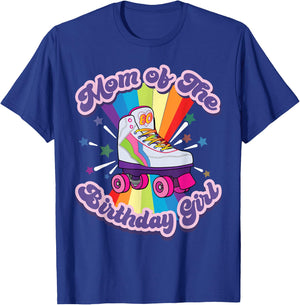 Mom Of The Birthday Girl Retro Rolling Skate Gift T-Shirt - T-Shirt | Royal