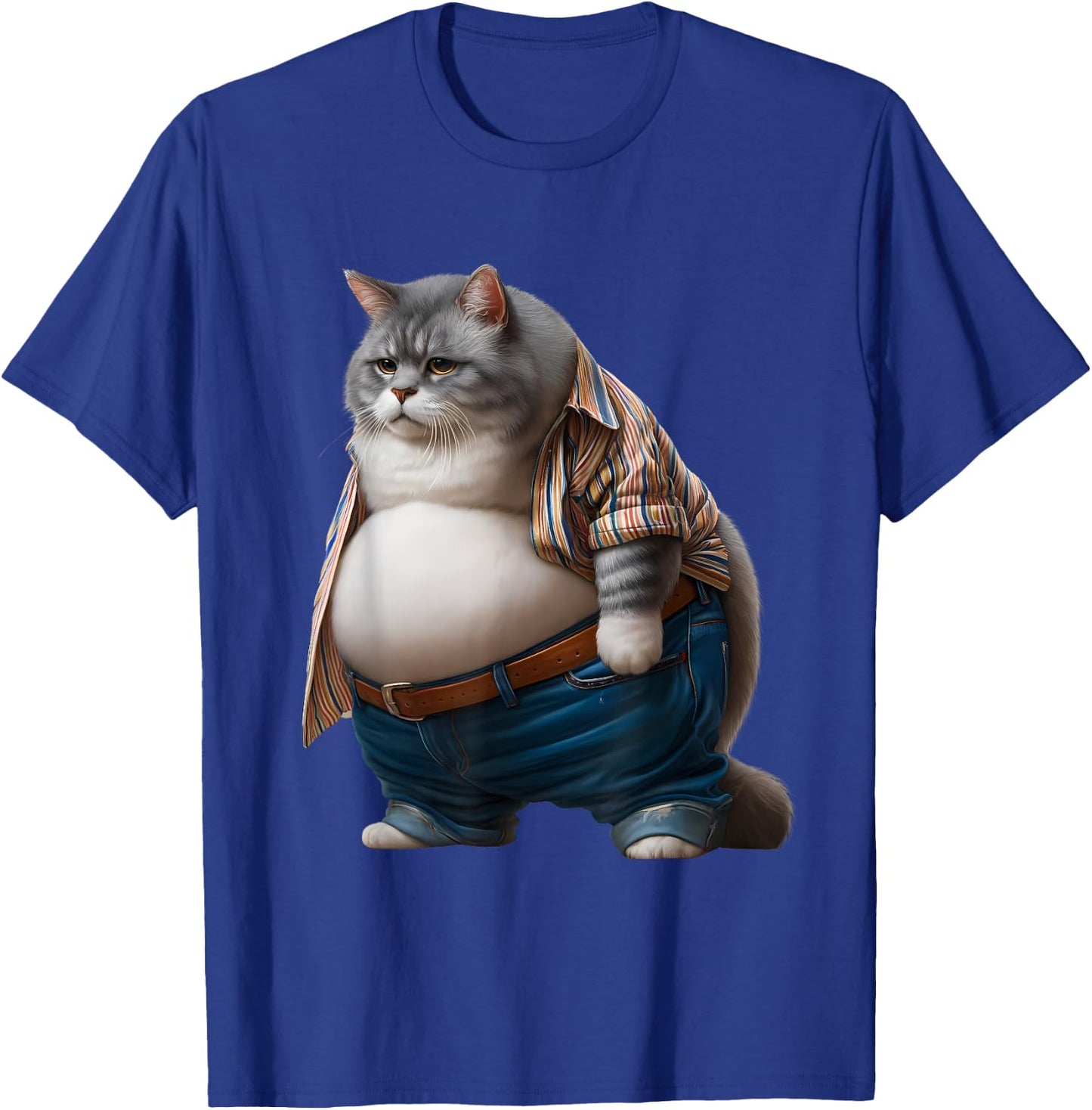 Funny Fat Cat Graphic Fat Kitten Design Chubby Cat Lover T-Shirt - T-Shirt | Royal