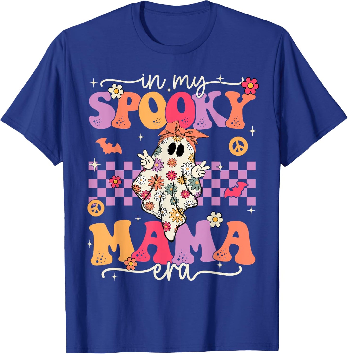 Groovy In My Spooky Mama Era Cute Retro Mom Halloween Ghost T-Shirt - T-Shirt | Royal