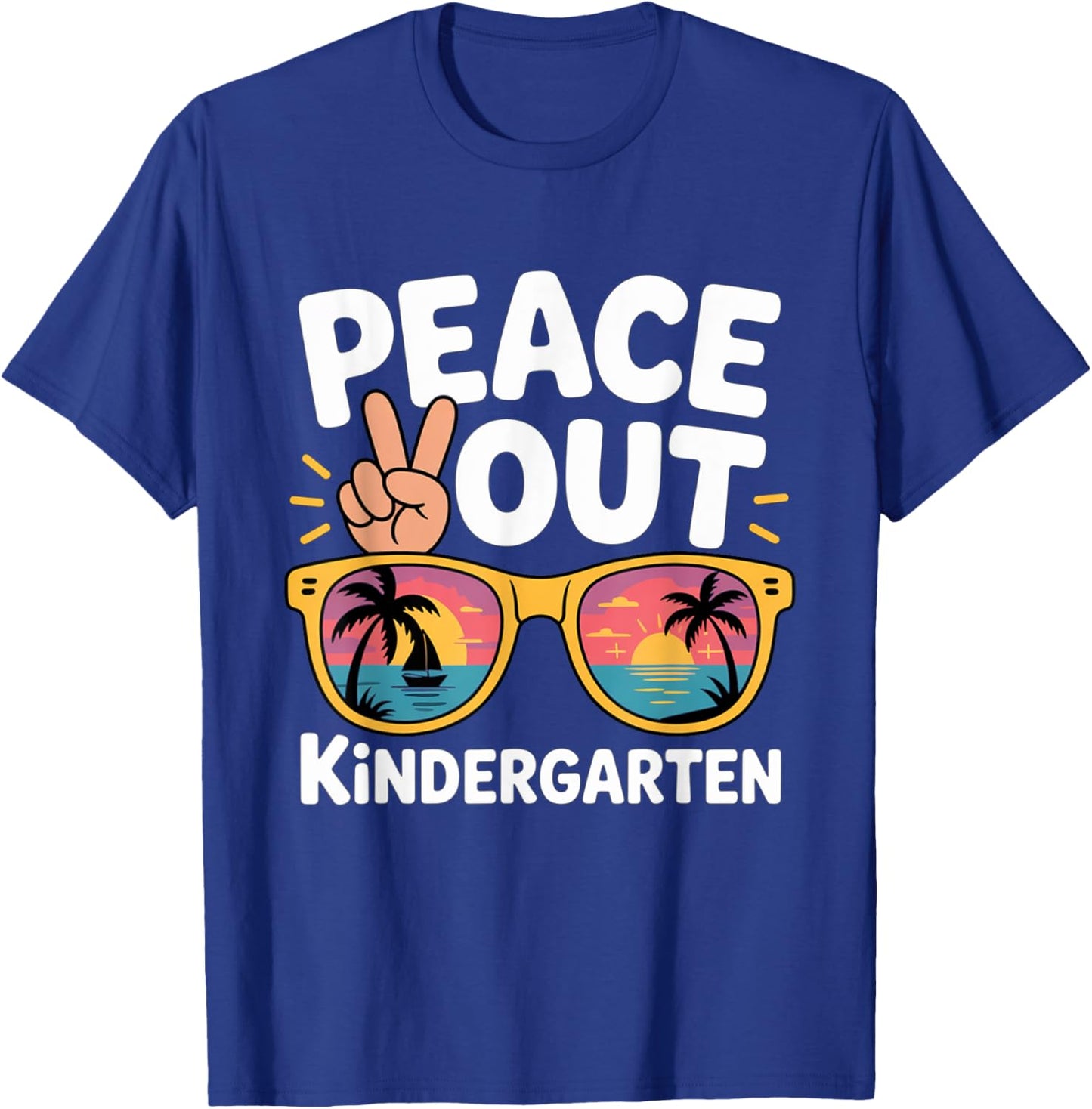 Peace I'm Out Kindergarten Funny Graduation Kid T-Shirt - T-Shirt | Royal