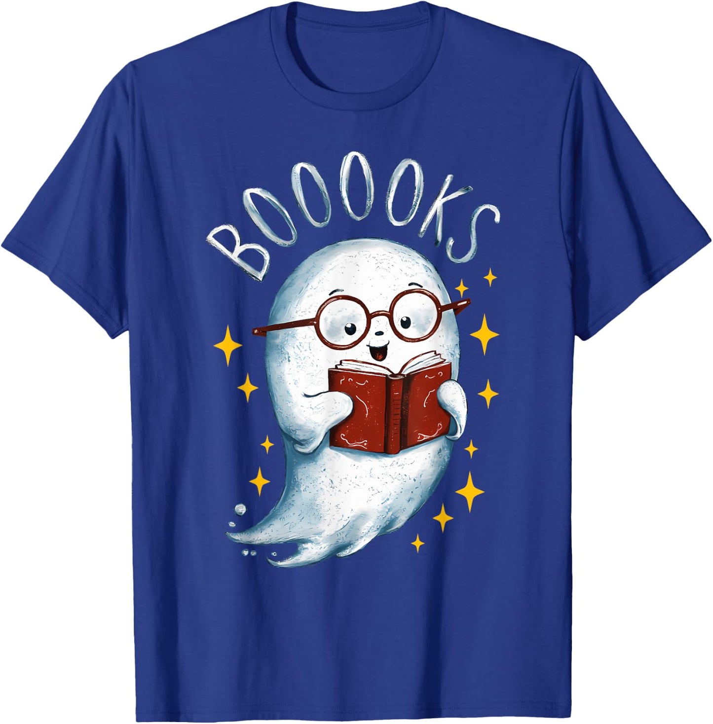 Booooks Ghost Funny Halloween Teacher Book Library Reading T-Shirt - T-Shirt | Royal