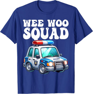 funny Wee Woo Squad Kids boys girls Police Car Theme T-Shirt - T-Shirt | Royal