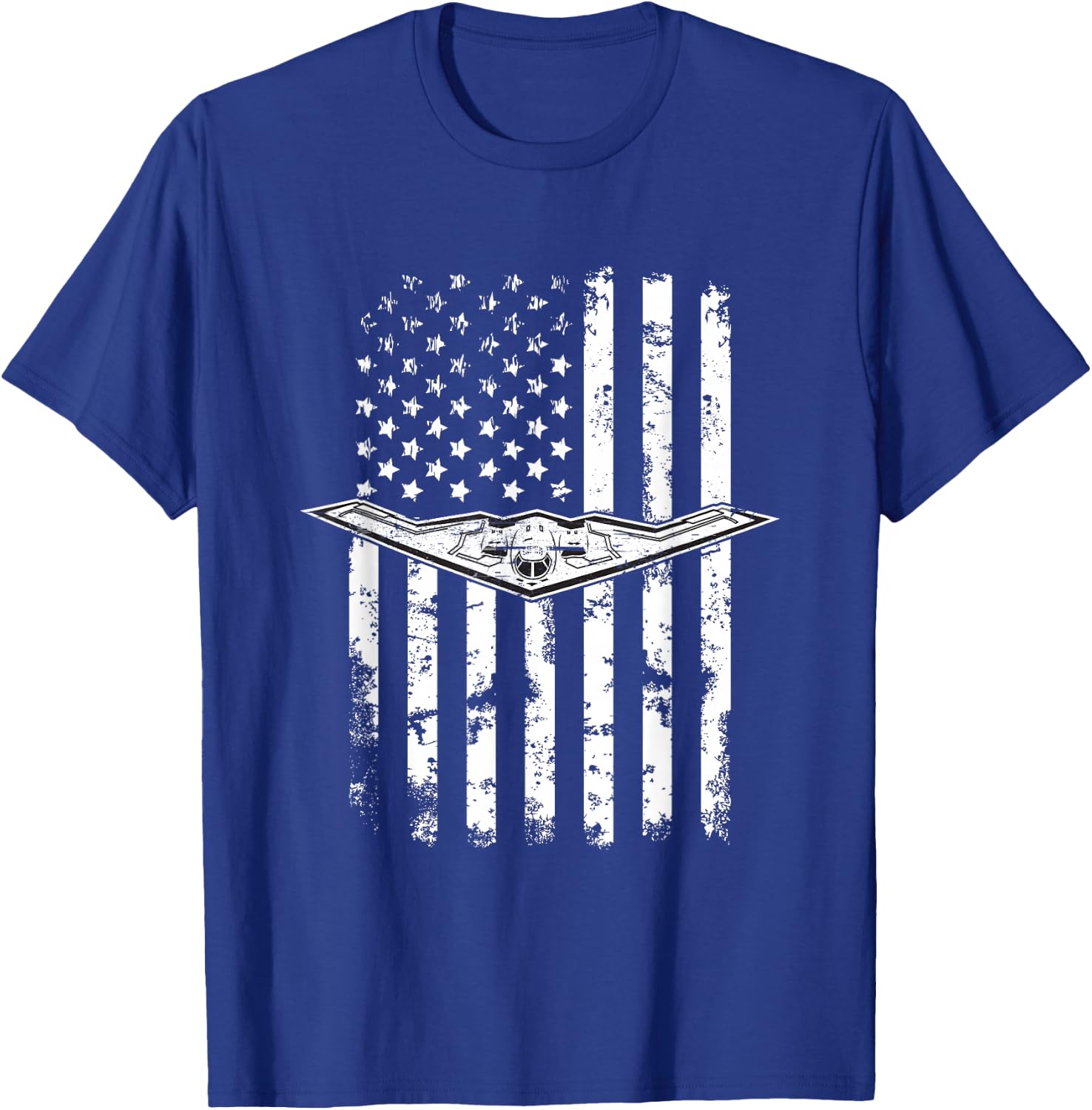 B-2 Stealth Bomber Military Airplane American Flag T-Shirt - T-Shirt | Royal